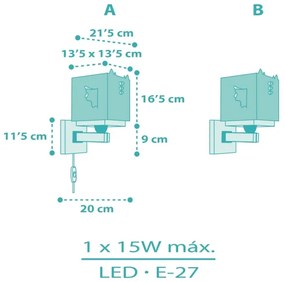 Dalber 64389 - Detské nástenné svietidlo LITTLE DRAGON 1xE27/15W/230V
