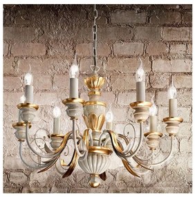 Ideal Lux - Luster na reťazi FIRENZE 8xE14/40W/230V pr. 64 cm biela/zlatá