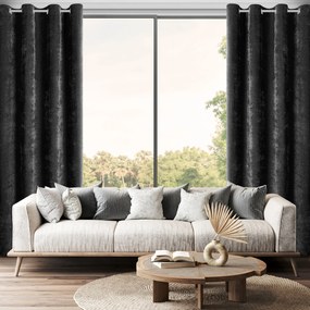 ZÁVES NA KRÚŽKOCH VANI 140X250 CM ČIERNA