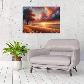 Obraz – Západ slnka na poli (70x50 cm)