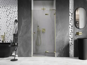 Mexen, Mexen Lunar L Otočné pravé sprchové dvere 75 cm, transparentné, zlaté - 834L-075-000-50-00-P