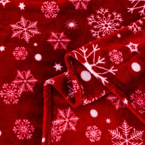 Červená vianočná mikroplyšová baránková deka SNOWFALL Rozmer: 150 x 200 cm