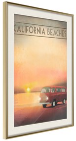 Artgeist Plagát - California Beaches [Poster] Veľkosť: 40x60, Verzia: Zlatý rám s passe-partout