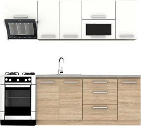 Kuchynská linka 2,4 m, dub sonoma/biela, NOVA PLUS