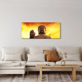Obraz - Budha s červenožltým pozadím (120x50 cm)