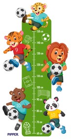 PIPPER. Textilná nálepka na stenu "Detský meter - Zvieratká futbalisti"