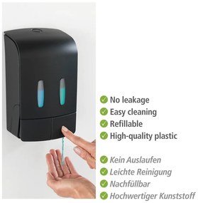 Čierny nástenný plastový dávkovač mydla 0.96 l Tartas - Wenko