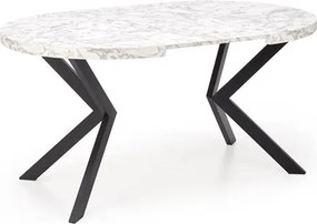 Rozkladací jedálenský stôl 100-250 cm Pepeera (mramor biely + čierna) (pre 6 8 osôb). Vlastná spoľahlivá doprava až k Vám domov. 1049335