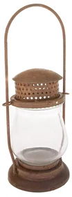 Kovový lampáš so sklom Rustik, 11 x 34 x 11 cm