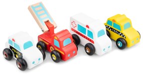 Súprava drevených mini vozidiel - 4 ks