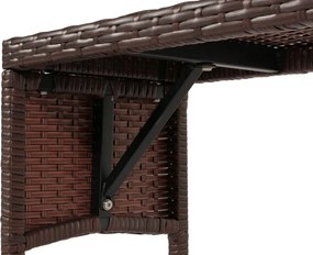 Záhradná lavica HWC-G16, polyratan - hnedá, krémový vankúš