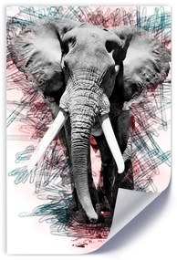 Gario Plagát Slon na abstraktnom pozadí Farba rámu: Bez rámu, Veľkosť: 40 x 60 cm