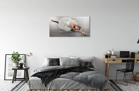 Sklenený obraz Žena biele balerína šaty 140x70 cm