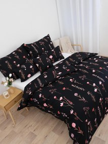 Predĺžené bavlnené obliečky Renforcé – Vlčie maky čierne