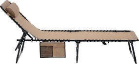 LEHÁTKO / SKLADACIA ZÁHRADNÁ LEHÁTKA 190 x 58 x 30 CM S VRECKOM KRÉMOVÁ *6902