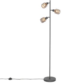 Dizajnová stojaca lampa čierna so zlatom 3-svetlo - Noud
