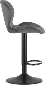 Sada 2 barových stoličiek WEST  zamatová sivá / chrómová podnož