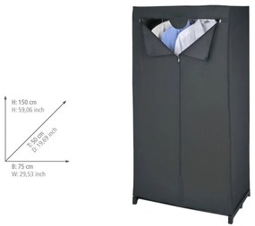 Čierna látková šatníková skriňa 75x150 cm Deep – Wenko