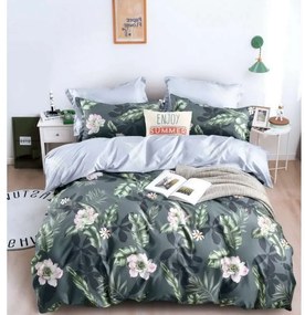 DomTextilu Šedé posteľné obliečky s mtívom kvetov v ružovej farbe 4 časti: 1ks 160 cmx200 + 2ks 70 cmx80 + plachta Sivá 38208-180529