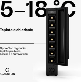 Klarstein Vinovilla 7 Uno chladnička na víno, 1 chladiaca zóna, 7 fliaš, drevené police, 5-18 °C