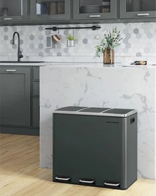 Kôš na separovanie odpadu SORT 54 l (3×18 l), antracitová/strieborná SongmicsHome