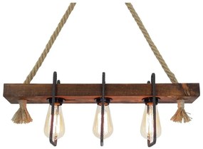 Drevené stropné závesné svietidlo Demir, 3 žiarovky