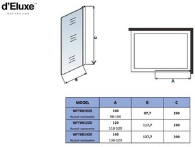 D‘Eluxe - SPRCHOVÉ ZÁSTENY - Sprchová zástena WALKER WF78B 0-xcm sprchové zásteny Walk In čierne dymové 10 chróm univerzálna - ľavá/pravá 73-120cm 140 200 140x200