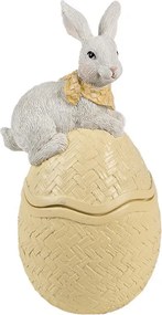 Dekorácia šperkovnice králik s mašľou na žltom vajíčku - 11*10*20 cm