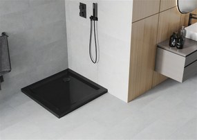 Mexen Slim, štvorcová sprchová vanička 70x70x5 cm + čierny sifón, čierna, 40707070B