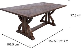 Jedálenský rozkladací stôl Avola 152/198 cm z masívu tmavohnedý