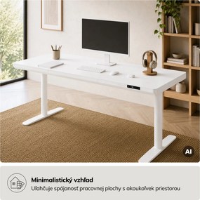 Elektrický písací stôl sit-stand so zásuvkou a bezdrôtovou nabíjačkou Qi biely, 1600 mm: ELLIS