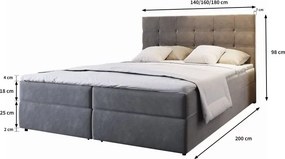 AKCIA Čalúnená posteľ boxspring GLORIEN 140x200 cm purpurová II. akosť