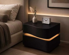 LuxuryForm DESIGN Nočný stolík ALVA s LED osvetlením – čierny