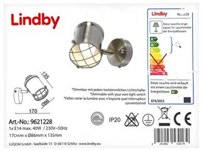 Lindby Lindby - LED Stmievateľné nástenné svietidlo EBBI 1xE14/5W/230V LW0279