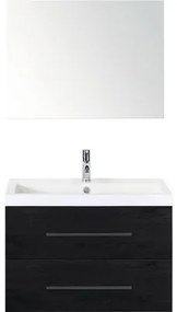 Kúpeľňový nábytkový set Sanox Straight farba čela black oak ŠxVxH 80 x 170 x 40 cm s umývadlom z minerálnej liatiny a zrkadlom