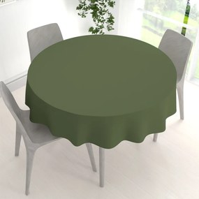 Biante Dekoračný okrúhly obrus Rongo RG-081 Tmavý olivovo zelený Ø 110 cm