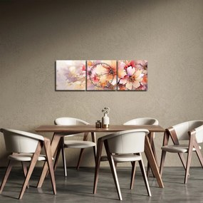 Obraz - Kvety (s hodinami) (90x30 cm)
