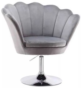 LuxuryForm DESIGN Kreslo FREY VELUR na striebornom tanieri - svetlo šedé