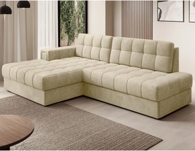 Svetlohnedá zamatová rozkladacia rohová pohovka (ľavý roh/s leňoškou) Blezalt – ELTAP