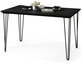 HAIRPIN čierny, loftový stôl do kuchyne, jedálne a obývacej izby
