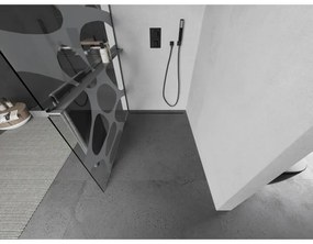 Mexen Kioto+, sprchová zástena Walk-In s poličkou a vešiakom 70 x 200 cm, 8mm číre sklo biely vzor, grafitový profil, 800-070-121-66-97