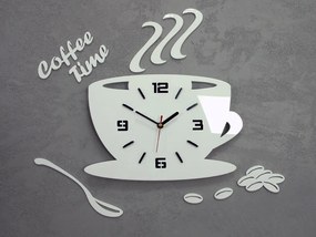 Moderné nástenné hodiny COFFE TIME 3D WHITE NH045-white