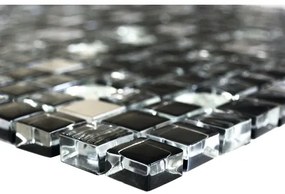 Sklenená mozaika s kovom Crystal štvorcová XCM M780 30,0x30,0 cm čierna