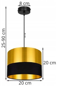 Závesné svietidlo Golden, 1x zlaté textilné tienidlo (výber z 2 farieb), (výber z 2 farieb konštrukcie)