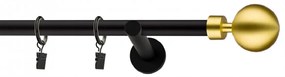 Dekorstudio Garniža jednoradová Guľa MODERN zlatá MIX čierna-matná 19mm Dĺžka: 320cm, Typ príslušenstva: Krúžky tiché so štipcami
