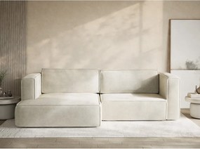 Krémovobiela ženilková rozkladacia/s úložným priestorom rohová pohovka (ľavý roh/s leňoškou) Velto – Maison de Rêve