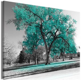 Artgeist Obraz - Autumn in the Park (1 Part) Wide Turquoise Veľkosť: 30x20, Verzia: Premium Print