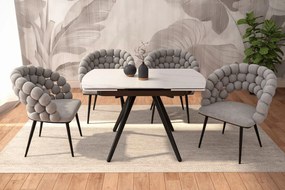 Dekorstudio Rozkladací jedálenský stôl s mramorovou doskou 120-180x80 cm - biely