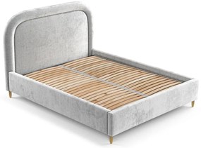 Svetlosivá čalúnená dvojlôžková posteľ s úložným priestorom s roštom 180x200 cm Mija – Maison de Rêve