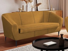 Trojmiestna pohovka Olivio, horčicovo žltá zamatová látka